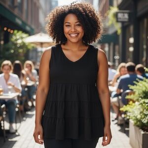 New York & Company Black Tiered Tank Top. Size XXL.